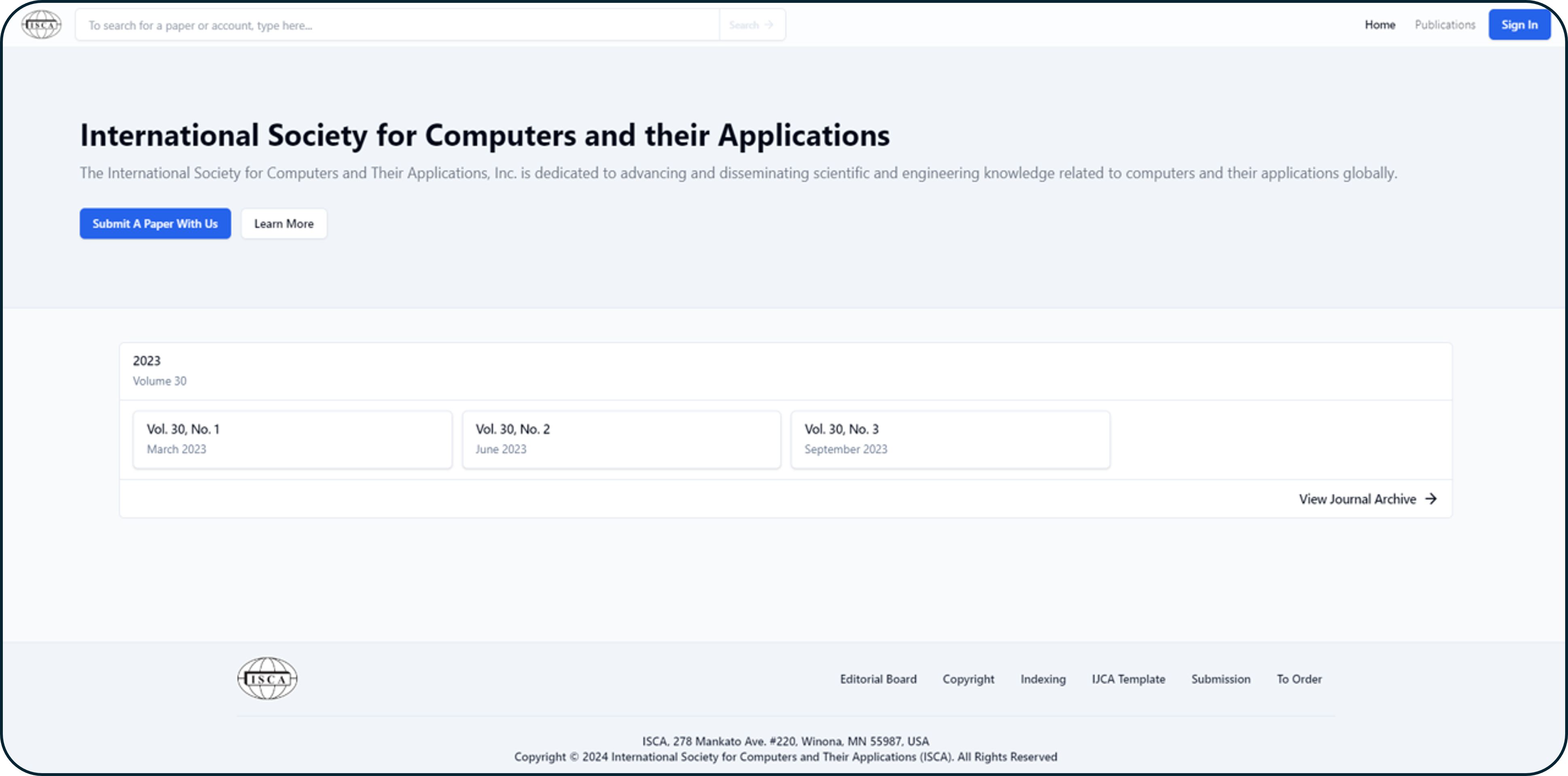 Image of ISCA Publishing Website